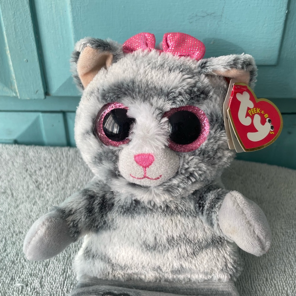 Ty Beanie Boos Peek A Boo Molly the Grey Cat Phone holder